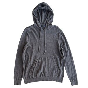 PIOMBO Men’s L Gray Cotton Silk Cashmere Bl., Contemporary Pullover Hood Sweater